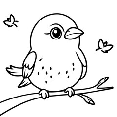 Vector illustration of a cute Finch doodle for kids colouring page