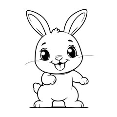 Cute vector illustration Rabbit drawing for colouring page