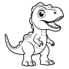 Cute vector illustration Tyrannosaurus doodle colouring activity for kids