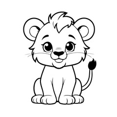 Cute vector illustration Lion hand drawn for kids coloring page