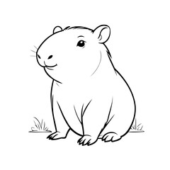 Vector illustration of a cute Capybara doodle colouring activity for kids