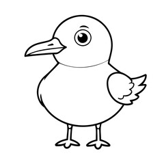 Cute vector illustration Seagull drawing for kids colouring activity