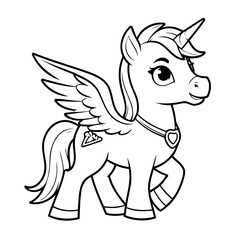Cute vector illustration Pegasus hand drawn for toddlers
