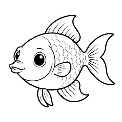 Vector illustration of a cute Tetra drawing for kids colouring page
