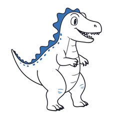 Vector illustration of a cute Dino drawing for kids colouring activity