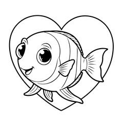 Cute vector illustration Angelfish doodle for kids coloring worksheet