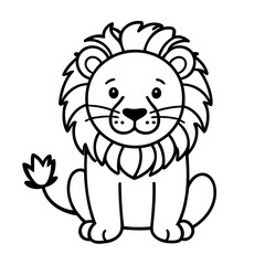 Cute vector illustration Lion doodle for toddlers worksheet