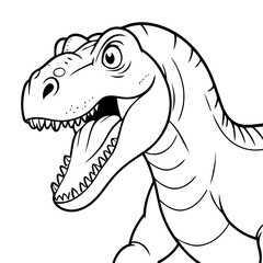 Vector illustration of a cute Allosaurus doodle for kids colouring page