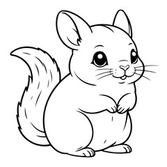 Vector illustration of a cute Chinchilla doodle drawing for kids page