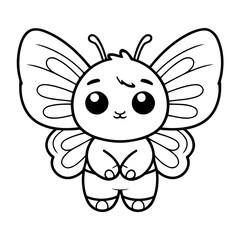 Simple vector illustration of Butterfly for kids colouring worksheet