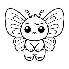 Simple vector illustration of Butterfly for kids colouring worksheet