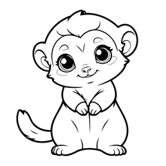 Cute vector illustration Marmoset doodle colouring activity for kids