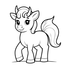 Vector illustration of a cute Centaur doodle colouring activity for kids