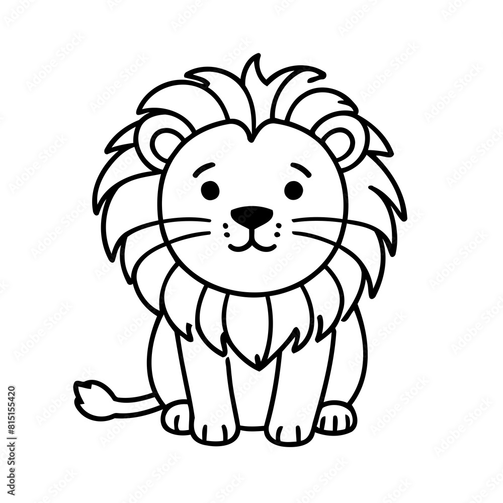 Canvas Prints Cute vector illustration Lion doodle black and white for kids page