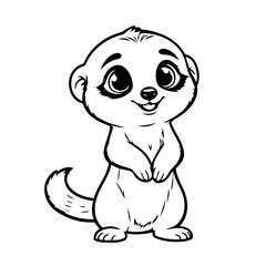 Vector illustration of a cute Meerkat doodle for kids coloring worksheet