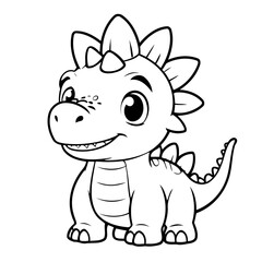 Cute vector illustration Stegosaurus drawing for kids colouring activity
