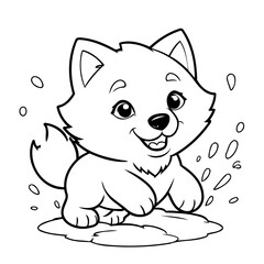 Vector illustration of a cute Wolf doodle for children worksheet