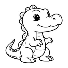 Cute vector illustration Alligator for toddlers colouring page