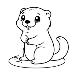 Vector illustration of a cute Otter doodle for children worksheet