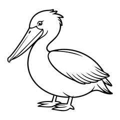 Simple vector illustration of Pelican for toddlers colouring page