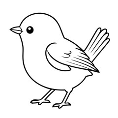 Vector illustration of a cute Robin doodle for toddlers colouring page