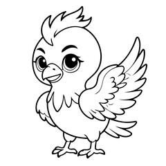 Cute vector illustration Phoenix colouring page for kids