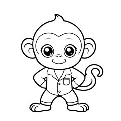 Cute vector illustration Monkey drawing colouring activity