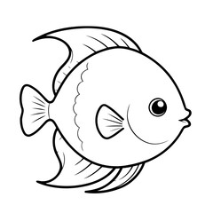 Vector illustration of a cute Angelfish doodle colouring activity for kids