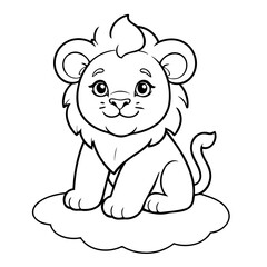 Vector illustration of a cute Lion drawing for colouring page