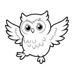 Cute vector illustration Owl drawing for kids colouring page