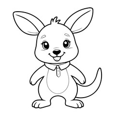 Simple vector illustration of Kangaroo hand drawn for kids coloring page