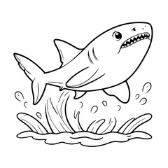 Cute vector illustration Shark drawing for colouring page