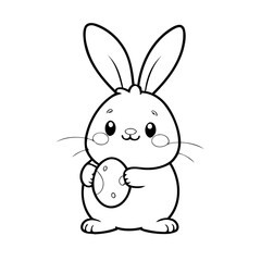 Simple vector illustration of Bunny drawing for kids colouring activity