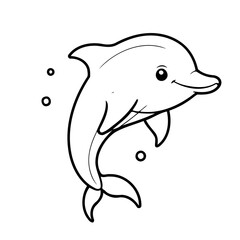 Simple vector illustration of Dolphin for toddlers colouring page
