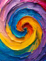 A colorful swirl of paint on a white background.
