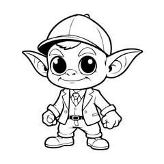 Obraz premium Vector illustration of a cute Goblin drawing for kids page