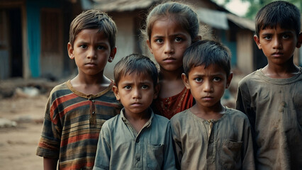 Snapshot of young children from a poor Generative AI