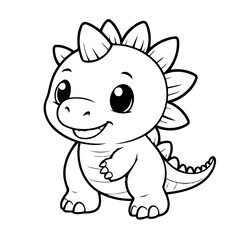 Cute vector illustration Stegosaurus doodle for toddlers coloring activity