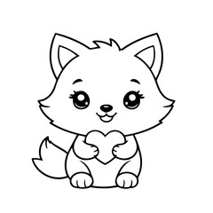 Simple vector illustration of Wolf outline for colouring page