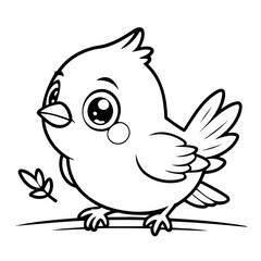 Vector illustration of a cute Sparrow drawing for kids colouring activity
