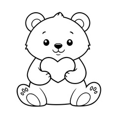 Cute vector illustration Bear for toddlers colouring page
