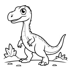 Vector illustration of a cute Velociraptor drawing for kids colouring page