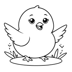 Vector illustration of a cute Bird drawing colouring activity