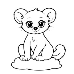 Vector illustration of a cute Lemur doodle colouring activity for kids
