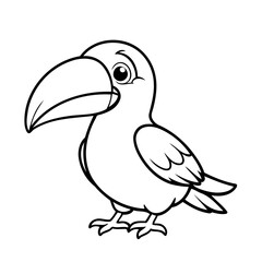 Obraz premium Cute vector illustration Toucan doodle black and white for kids page