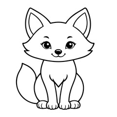 Cute vector illustration Fox doodle colouring activity for kids