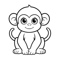 Vector illustration of a cute Monkey drawing for kids colouring page