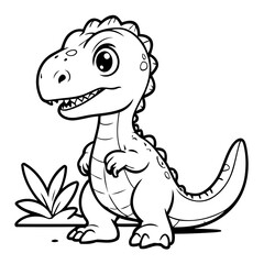 Cute vector illustration Velociraptor for children colouring activity