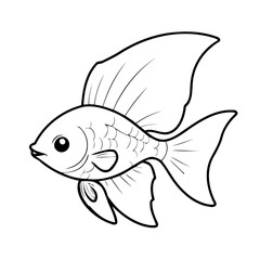 Vector illustration of a cute Swordtail drawing for kids page