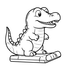 Cute vector illustration Alligator for kids colouring page